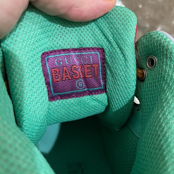 GUCCI  BASKET  "BLACK DEMETRA" MENS HIGH TOP SNEAKER SHOE, SIZE G 6 - Picture 8 of 13